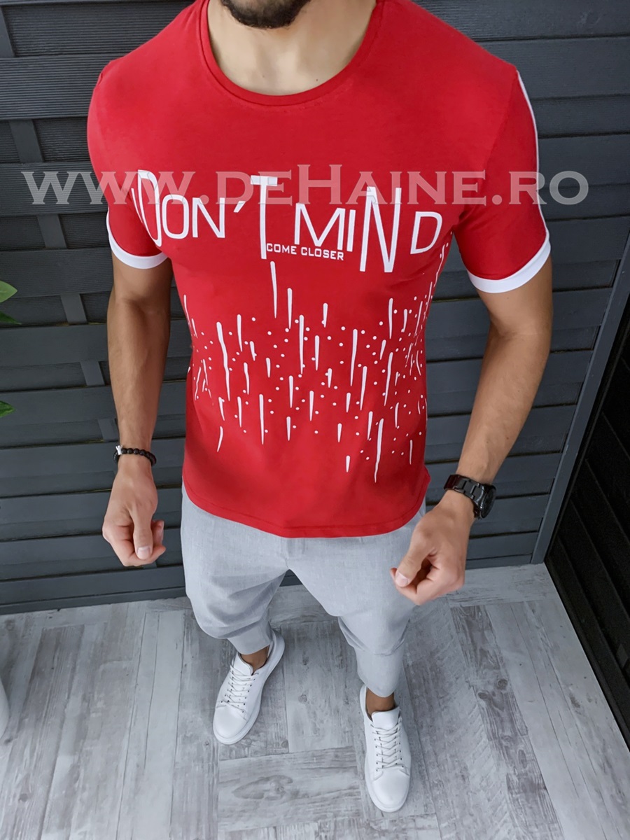 Tricou barbati rosu PREMIUM slim fit ZR B1137 I4-3*